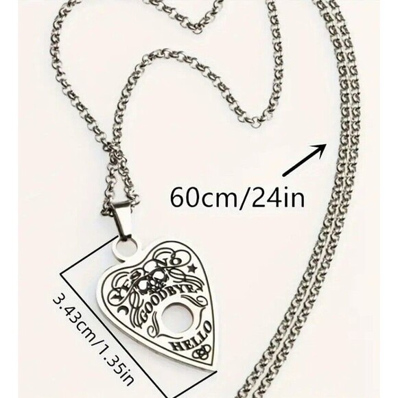 Stainless Steel Ouija Planchette Pendant Chain Necklace Halloween Gothic - Picture 3 of 4